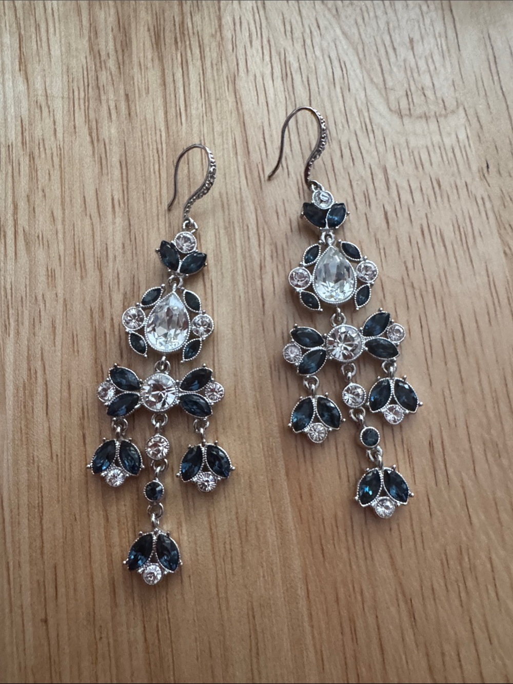 Elegant Navy Crystal Chandelier Earrings - Women Jewelry